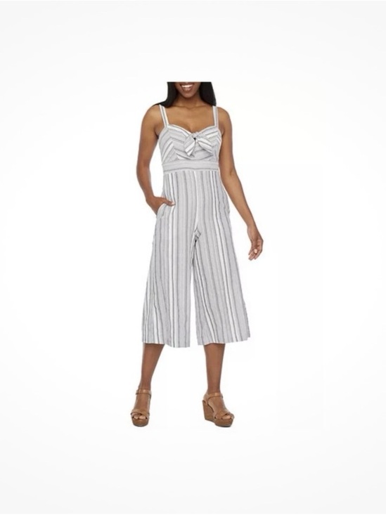 Violet Weekend Pants - Violet Weekend Striped Tie-Front Wide-Leg Jumpsuit, Size 14, NWOT